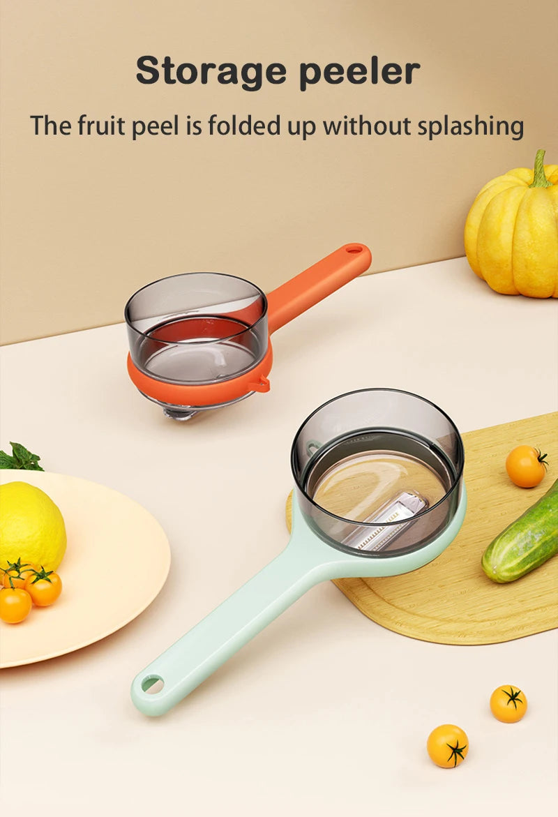 Storage Fruit Peeler with Safety Features and Easy-to-Clean Design