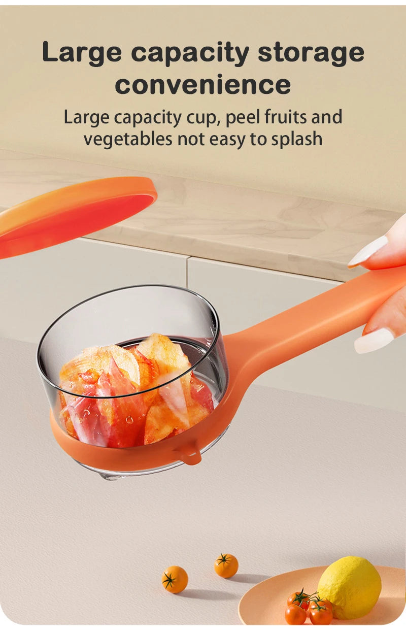 Storage Fruit Peeler with Safety Features and Easy-to-Clean Design