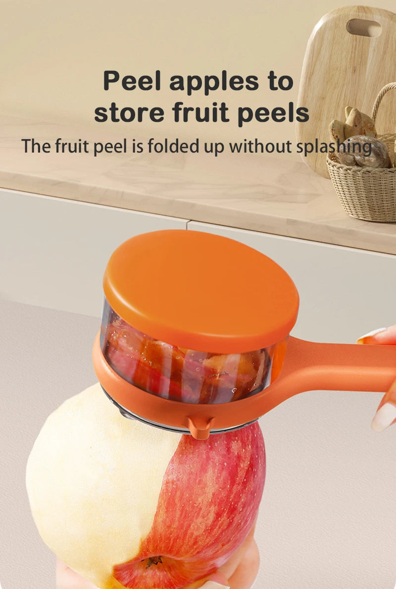 Storage Fruit Peeler with Safety Features and Easy-to-Clean Design